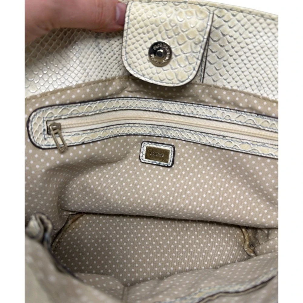 Vintage Y2K Guess Shoulder Bag Purse Blue White Monogram G‎ Leather Snake Trim